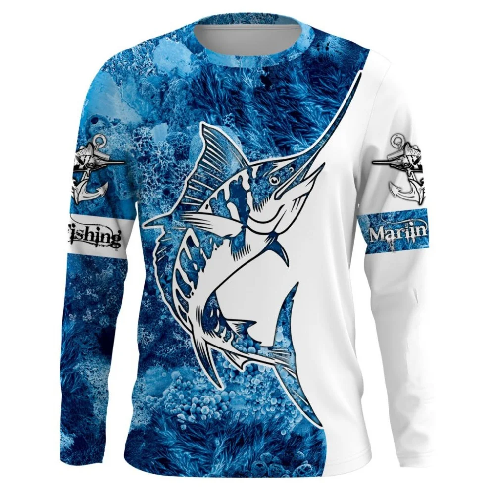 Fishing - İlkbahar ve Sonbahar Rahat Yuvarlak Yaka