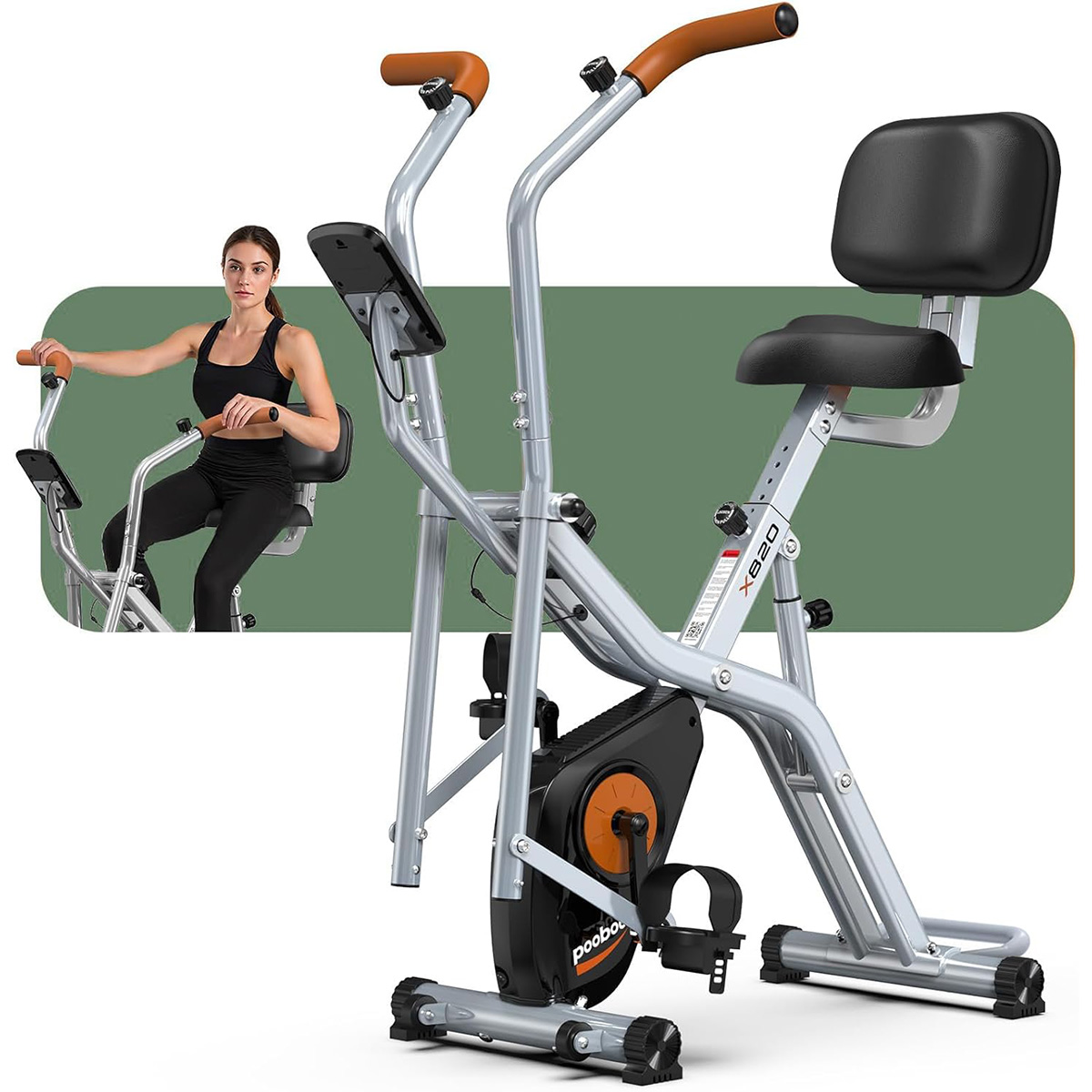 Exercise Bike Magnetic Resistance - Pooboo Katlanabilir 2'si 1 Arada Egzersiz